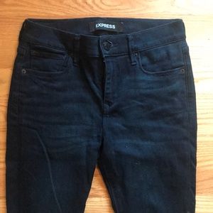 Express dark wash skinny jeans